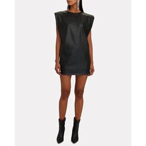 Nonchalant The Label Imogen Faux Leather Micro Mini Dress Structured Sho…